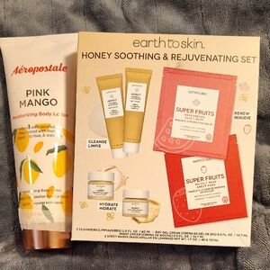 Bundle Of Aeropostale Pink Mango Lotion with Earth to Skin Honey Set